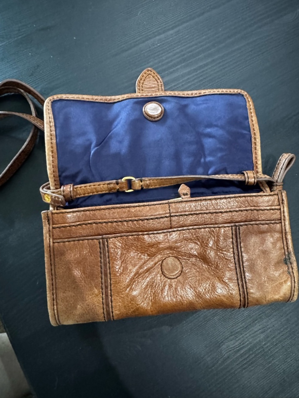 Vintage Juicy Couture Tan Brown Leather Crossbody Wallet - Picture 5 of 6